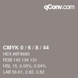 Color code: CMYK 0 / 6 / 8 / 44 | qconv.com