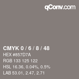 颜色代码: CMYK 0 / 6 / 8 / 48 | qconv.com