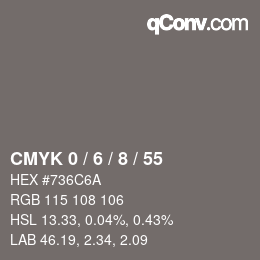 カラーコード: CMYK 0 / 6 / 8 / 55 | qconv.com