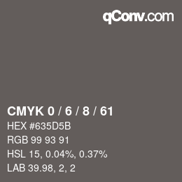 カラーコード: CMYK 0 / 6 / 8 / 61 | qconv.com