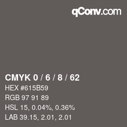 Farbcode: CMYK 0 / 6 / 8 / 62 | qconv.com