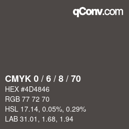 Código de color: CMYK 0 / 6 / 8 / 70 | qconv.com