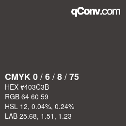 カラーコード: CMYK 0 / 6 / 8 / 75 | qconv.com