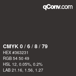 カラーコード: CMYK 0 / 6 / 8 / 79 | qconv.com