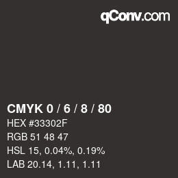 Código de color: CMYK 0 / 6 / 8 / 80 | qconv.com