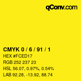 Color code: CMYK 0 / 6 / 91 / 1 | qconv.com