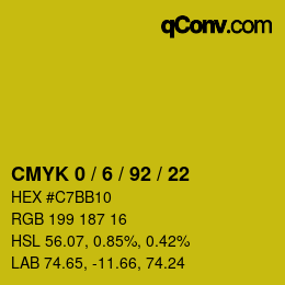 颜色代码: CMYK 0 / 6 / 92 / 22 | qconv.com