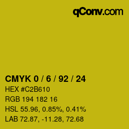 カラーコード: CMYK 0 / 6 / 92 / 24 | qconv.com