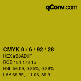 カラーコード: CMYK 0 / 6 / 92 / 28 | qconv.com