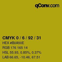 カラーコード: CMYK 0 / 6 / 92 / 31 | qconv.com