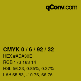 カラーコード: CMYK 0 / 6 / 92 / 32 | qconv.com