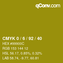 カラーコード: CMYK 0 / 6 / 92 / 40 | qconv.com