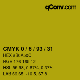 颜色代码: CMYK 0 / 6 / 93 / 31 | qconv.com