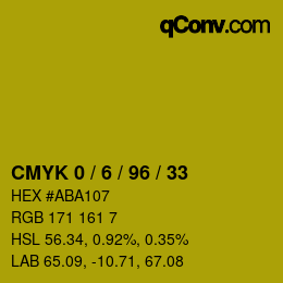 カラーコード: CMYK 0 / 6 / 96 / 33 | qconv.com