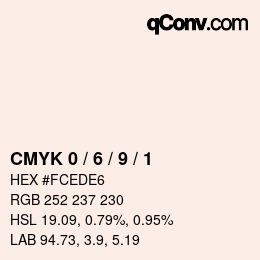 颜色代码: CMYK 0 / 6 / 9 / 1 | qconv.com