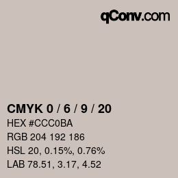 カラーコード: CMYK 0 / 6 / 9 / 20 | qconv.com