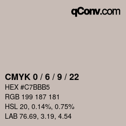 カラーコード: CMYK 0 / 6 / 9 / 22 | qconv.com