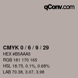カラーコード: CMYK 0 / 6 / 9 / 29 | qconv.com