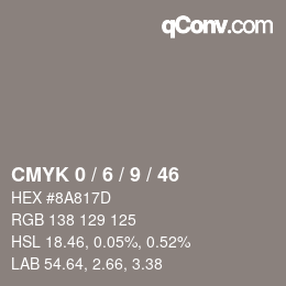 カラーコード: CMYK 0 / 6 / 9 / 46 | qconv.com