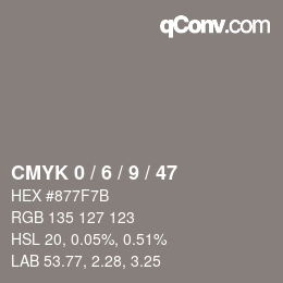 Color code: CMYK 0 / 6 / 9 / 47 | qconv.com