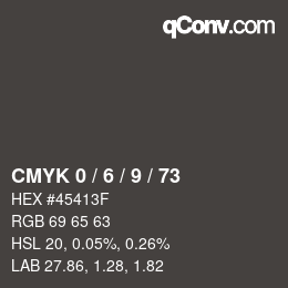 カラーコード: CMYK 0 / 6 / 9 / 73 | qconv.com