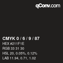 カラーコード: CMYK 0 / 6 / 9 / 87 | qconv.com