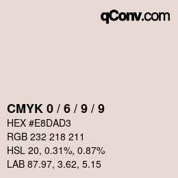 カラーコード: CMYK 0 / 6 / 9 / 9 | qconv.com
