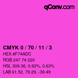 カラーコード: CMYK 0 / 70 / 11 / 3 | qconv.com
