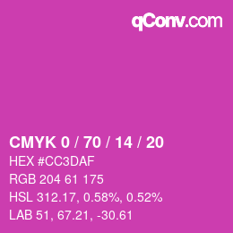 Color code: CMYK 0 / 70 / 14 / 20 | qconv.com