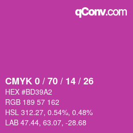 Color code: CMYK 0 / 70 / 14 / 26 | qconv.com