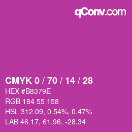 カラーコード: CMYK 0 / 70 / 14 / 28 | qconv.com