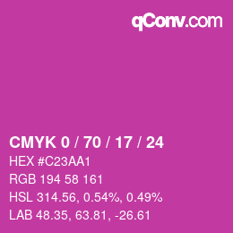 カラーコード: CMYK 0 / 70 / 17 / 24 | qconv.com