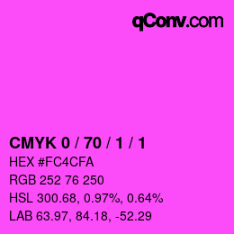 颜色代码: CMYK 0 / 70 / 1 / 1 | qconv.com