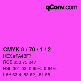 カラーコード: CMYK 0 / 70 / 1 / 2 | qconv.com