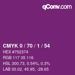 Color code: CMYK 0 / 70 / 1 / 54 | qconv.com
