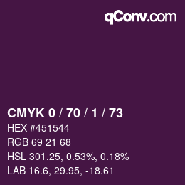 カラーコード: CMYK 0 / 70 / 1 / 73 | qconv.com
