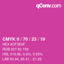 カラーコード: CMYK 0 / 70 / 23 / 19 | qconv.com