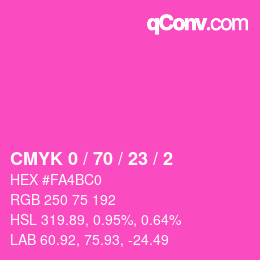 Color code: CMYK 0 / 70 / 23 / 2 | qconv.com