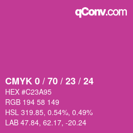 カラーコード: CMYK 0 / 70 / 23 / 24 | qconv.com