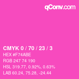 Farbcode: CMYK 0 / 70 / 23 / 3 | qconv.com