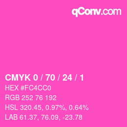 颜色代码: CMYK 0 / 70 / 24 / 1 | qconv.com