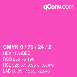カラーコード: CMYK 0 / 70 / 24 / 2 | qconv.com