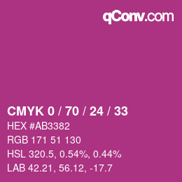Color code: CMYK 0 / 70 / 24 / 33 | qconv.com