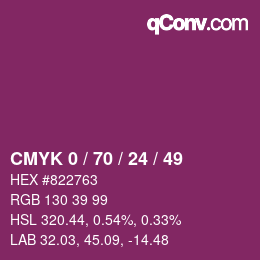 Color code: CMYK 0 / 70 / 24 / 49 | qconv.com