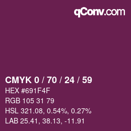 カラーコード: CMYK 0 / 70 / 24 / 59 | qconv.com