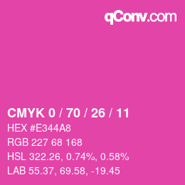 カラーコード: CMYK 0 / 70 / 26 / 11 | qconv.com