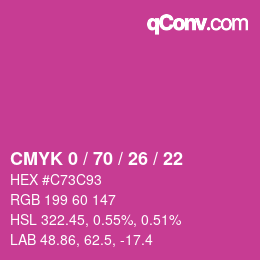 Color code: CMYK 0 / 70 / 26 / 22 | qconv.com