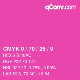 カラーコード: CMYK 0 / 70 / 26 / 9 | qconv.com