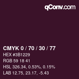 カラーコード: CMYK 0 / 70 / 30 / 77 | qconv.com