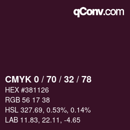 カラーコード: CMYK 0 / 70 / 32 / 78 | qconv.com